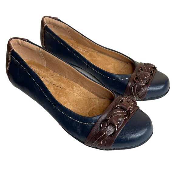 Comfortiva Softspots Posie Flats in Navy / Chocolate Size 8 - Picture 1 of 16